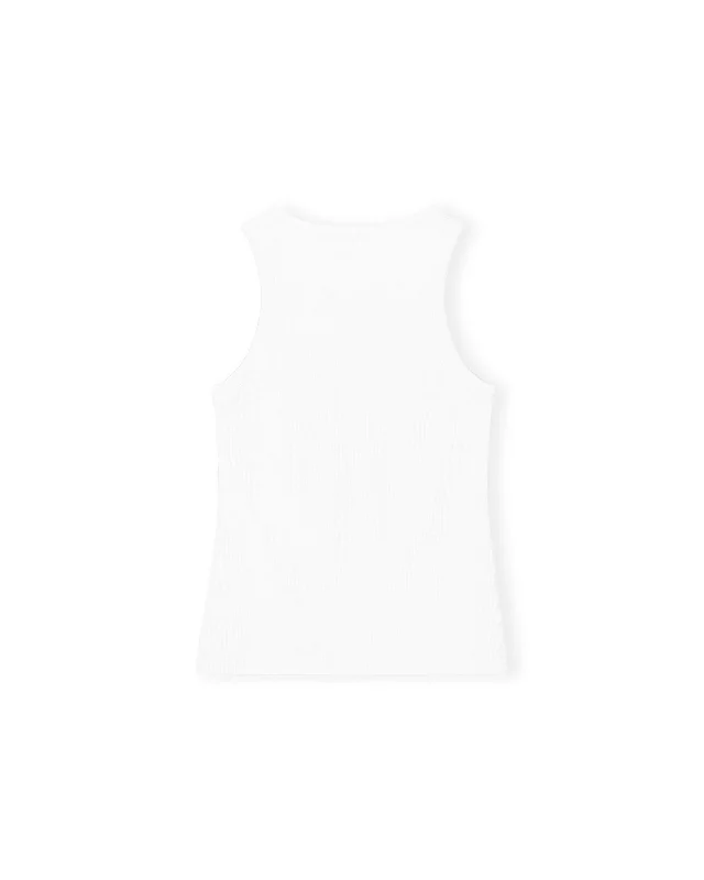 Graphic Rib Heart Tank Top - Bright White