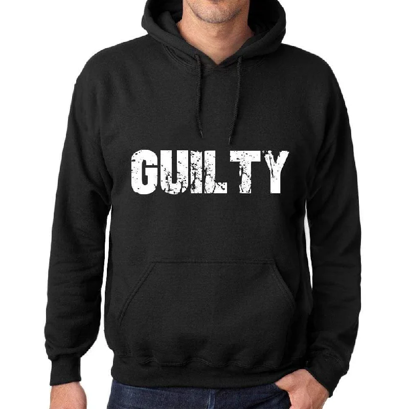 Men's Women's Unisex Printed Graphic Cotton Hoodie Soft Heavyweight Hooded Sweatshirt Pullover Popular Words GUILTY Deep Black