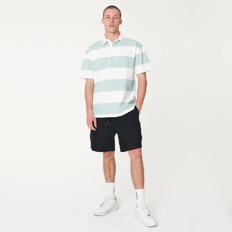 Huffer Mens Optimist SS Grand Rugby Tee White/Sage