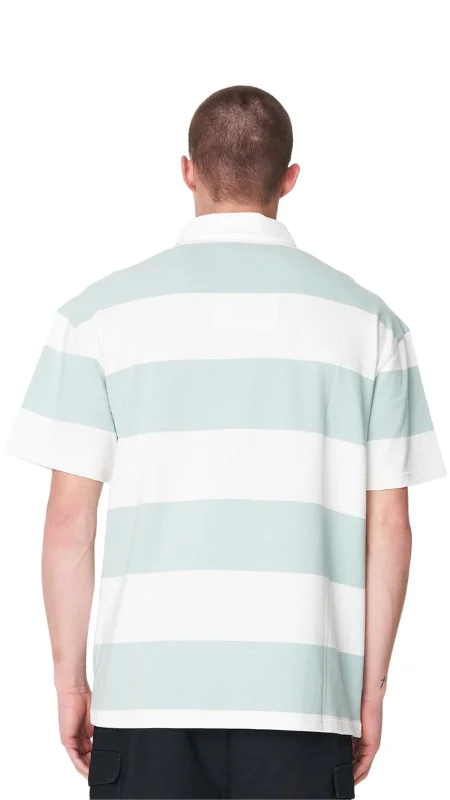 Huffer Mens Optimist SS Grand Rugby Tee White/Sage