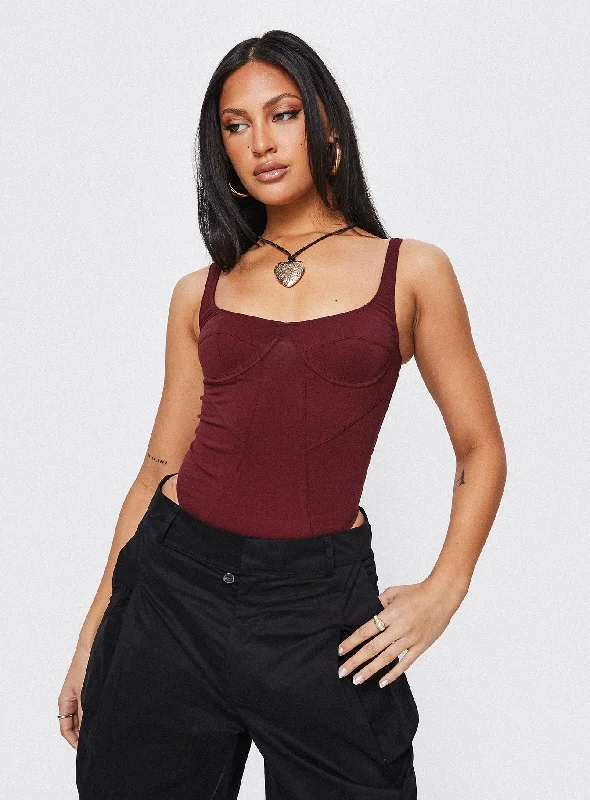 Je Taime Bodysuit Burgundy