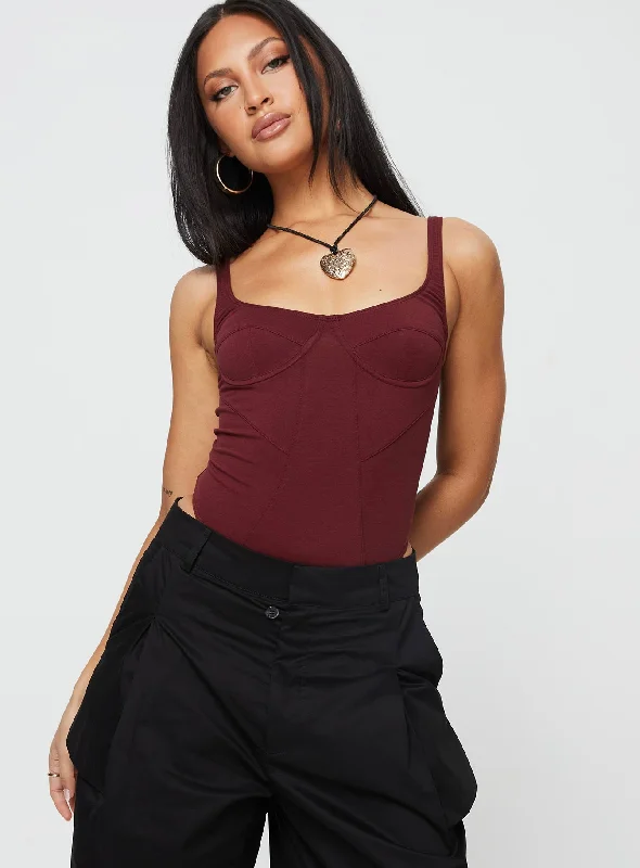 Je Taime Bodysuit Burgundy