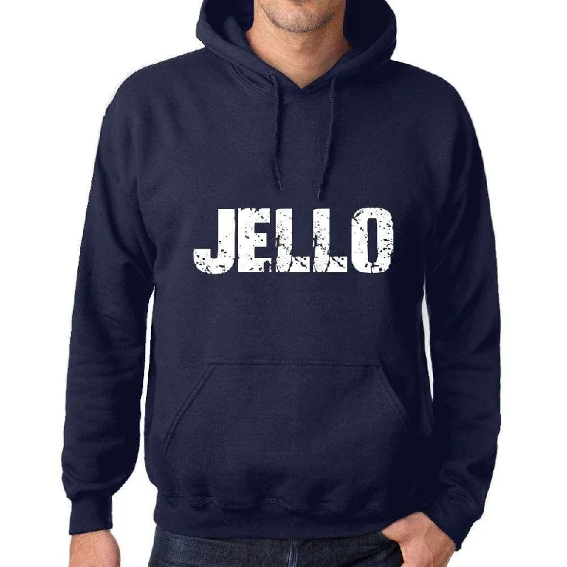 Unisex Printed Graphic Cotton Hoodie Popular Words JELLO French Navy