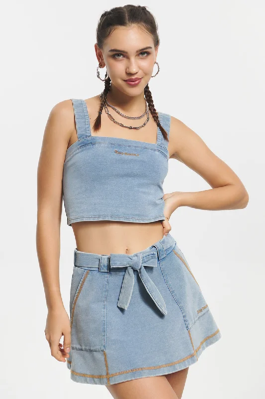 Faux Denim Tank Top