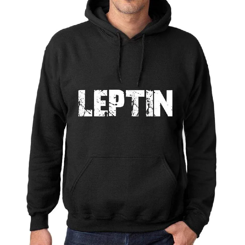 Men's Women's Unisex Printed Graphic Cotton Hoodie Soft Heavyweight Hooded Sweatshirt Pullover Popular Words LEPTIN Deep Black