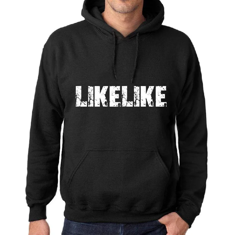 Men's Women's Unisex Printed Graphic Cotton Hoodie Soft Heavyweight Hooded Sweatshirt Pullover Popular Words LIKELIKE Deep Black