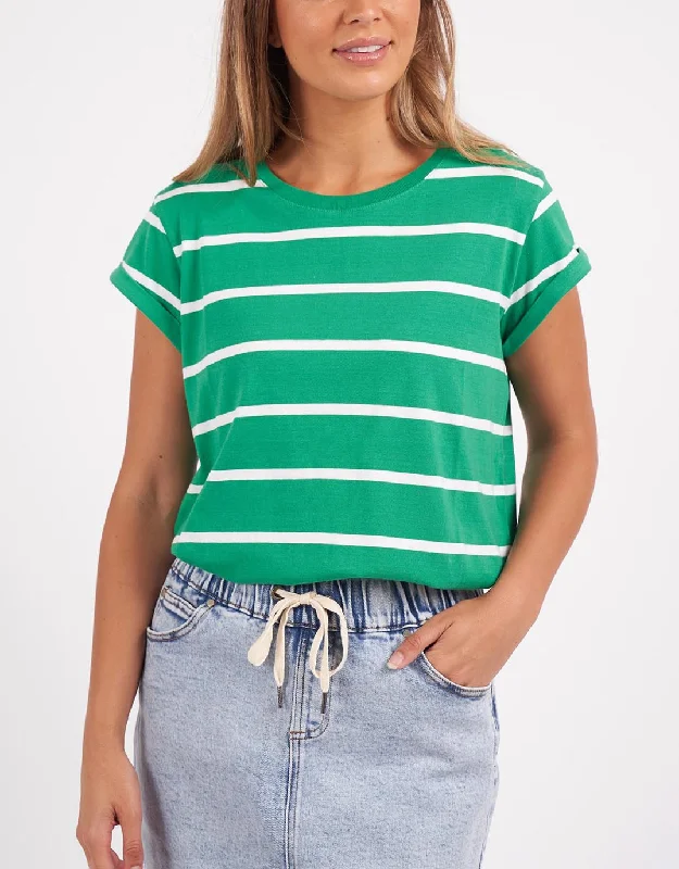 Manly Stripe Tee - Green/White Stripe