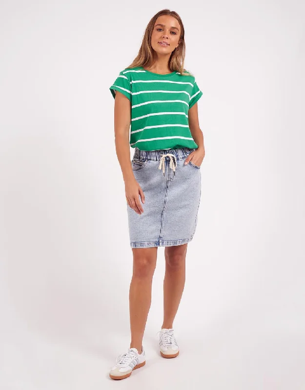 Manly Stripe Tee - Green/White Stripe