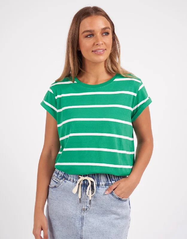 Manly Stripe Tee - Green/White Stripe