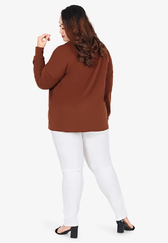 Juniper Wide Neck Jumper Tee - Brown