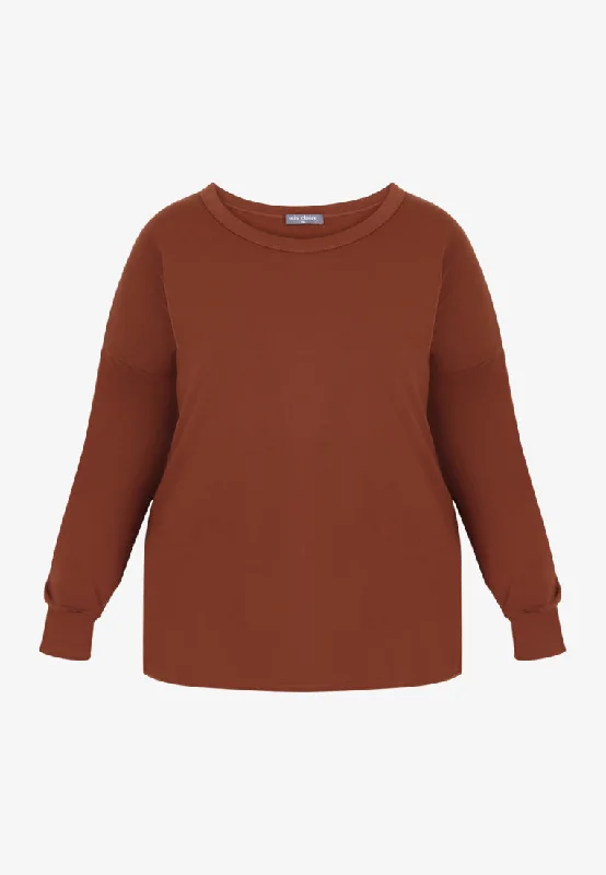 Juniper Wide Neck Jumper Tee - Brown