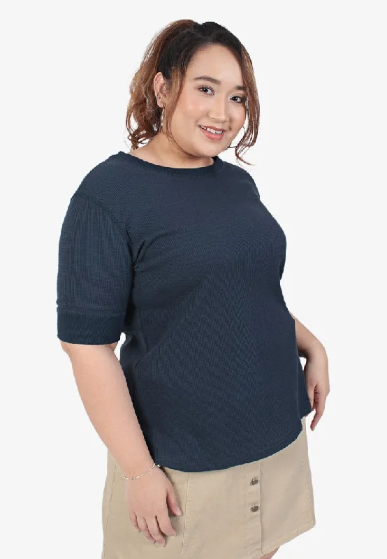 Waffy Short Sleeve Waffle Top - Dark Blue