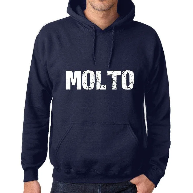 Unisex Printed Graphic Cotton Hoodie Popular Words MOLTO French Navy