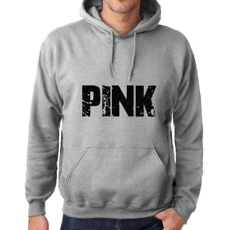 Unisex Printed Graphic Cotton Hoodie Popular Words PINK Grey Marl