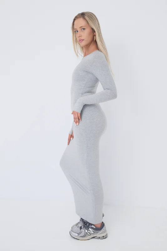 Sculpt Long Sleeve Dress - Grey Marl