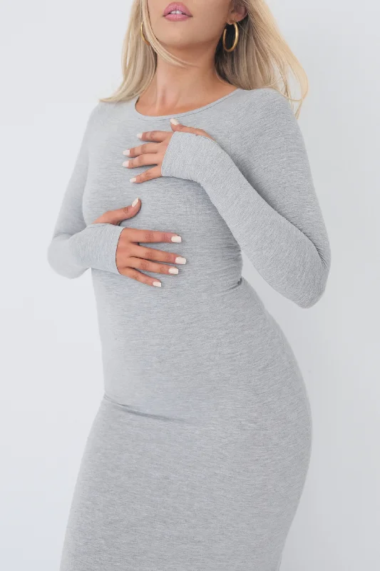 Sculpt Long Sleeve Dress - Grey Marl