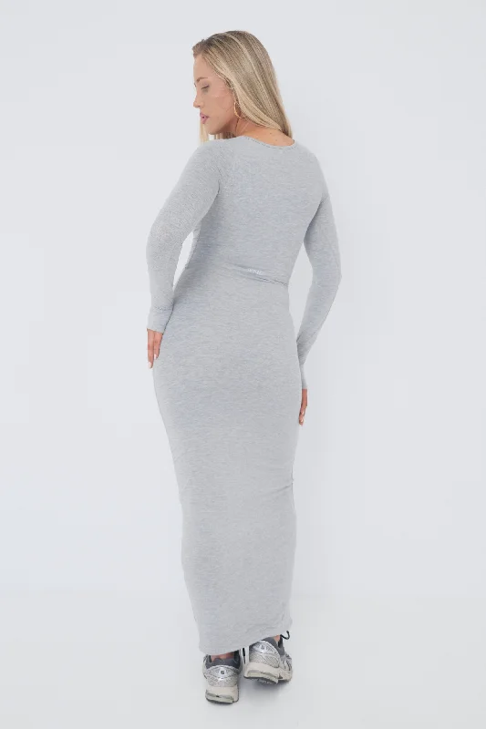 Sculpt Long Sleeve Dress - Grey Marl