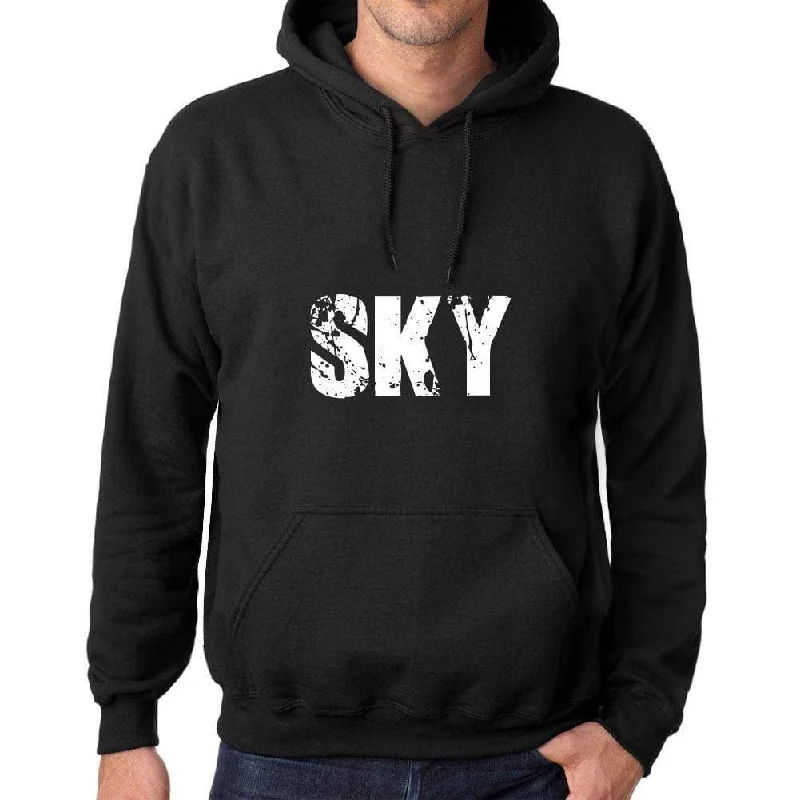 Men's Women's Unisex Printed Graphic Cotton Hoodie Soft Heavyweight Hooded Sweatshirt Pullover Popular Words SKY Deep Black