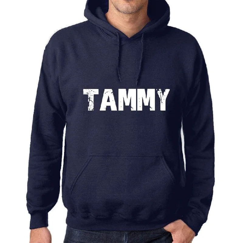 Unisex Printed Graphic Cotton Hoodie Popular Words TAMMY French Navy