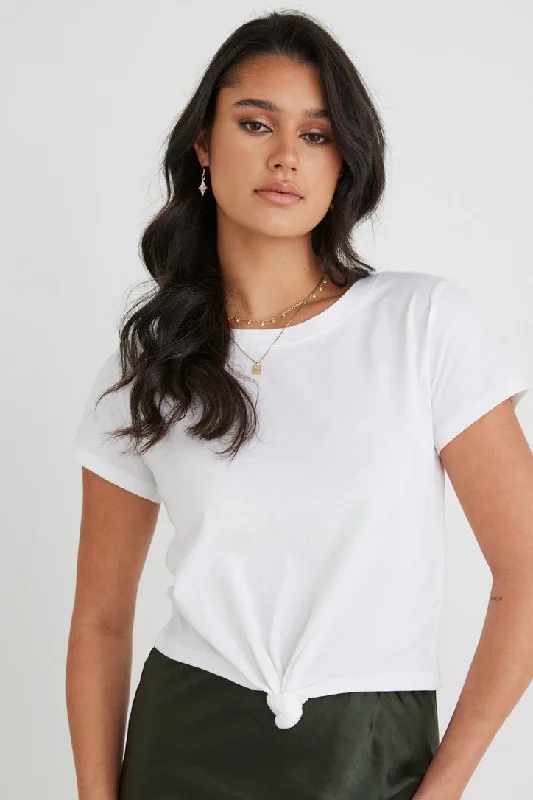 Timely White Tie Front Organic Tee