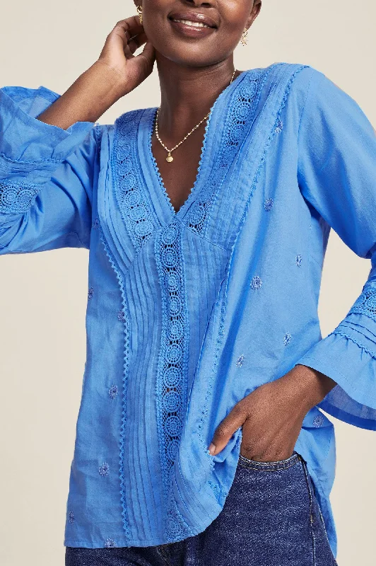 Valentina Embroidered Blouse | Marina Blue