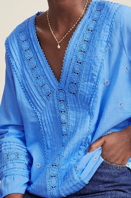 Valentina Embroidered Blouse | Marina Blue