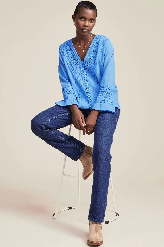 Valentina Embroidered Blouse | Marina Blue