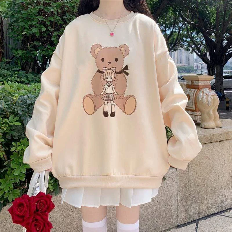 Women's Cute Bear Printed Loose Sweatshirt