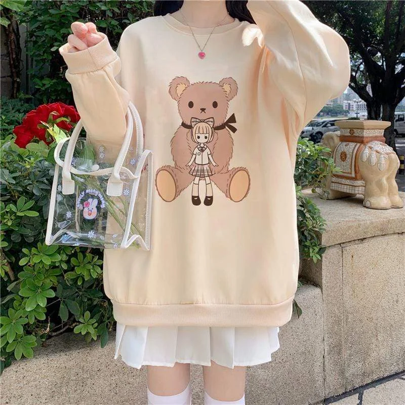 Women's Cute Bear Printed Loose Sweatshirt