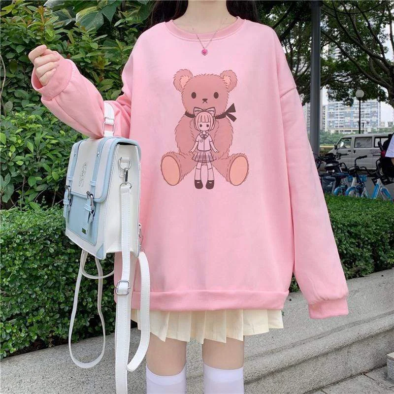 Women's Cute Bear Printed Loose Sweatshirt