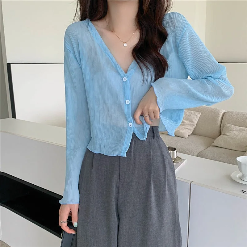 Women's Korean Style Sheer Chiffon Cardigan