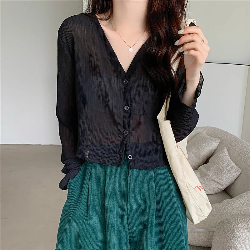 Women's Korean Style Sheer Chiffon Cardigan