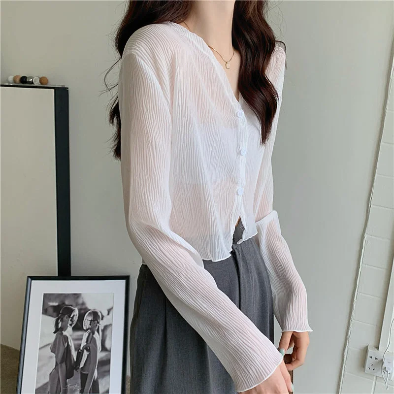 Women's Korean Style Sheer Chiffon Cardigan