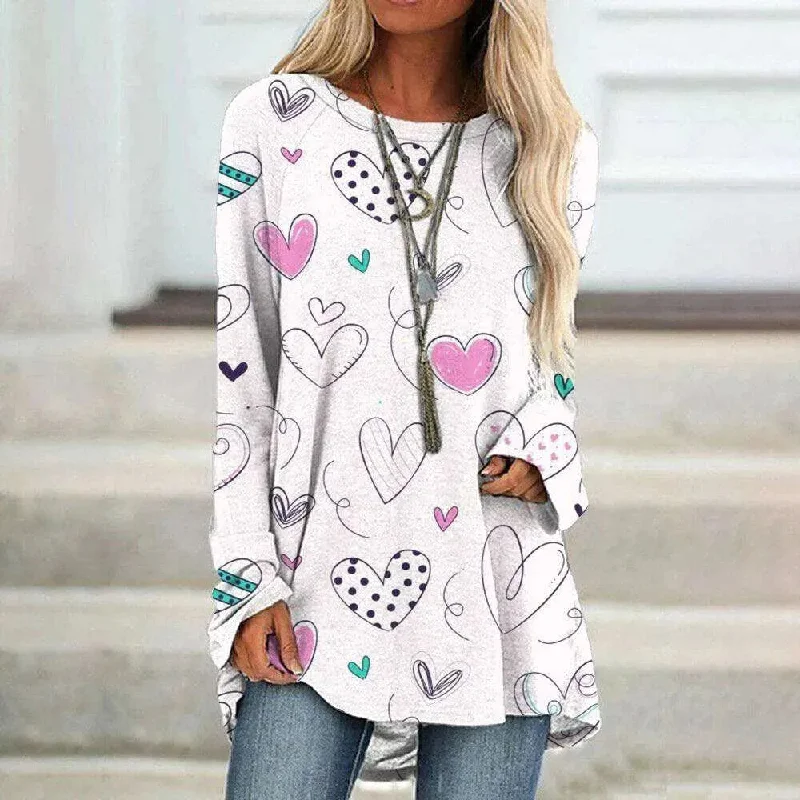 Women's Valentine's Day Love Print Long Sleeve T-shirt