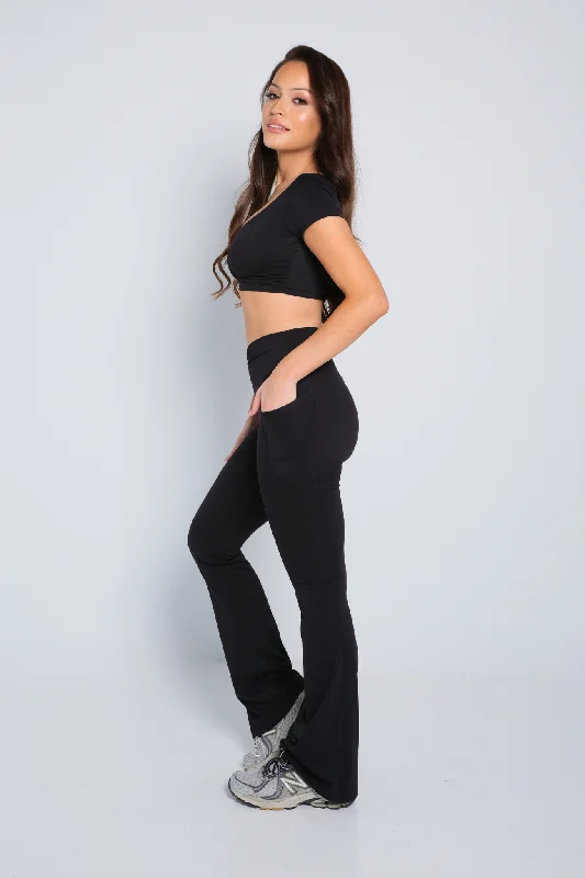 Ruched Crop Top - Black