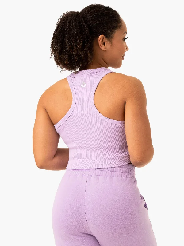 Sideline Rib Crop Tank - Lilac