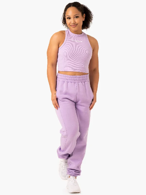 Sideline Rib Crop Tank - Lilac