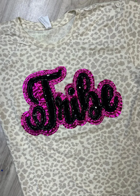 Team/Spirit Shirt - Double Stacked Pink Shiny and Black Sequins