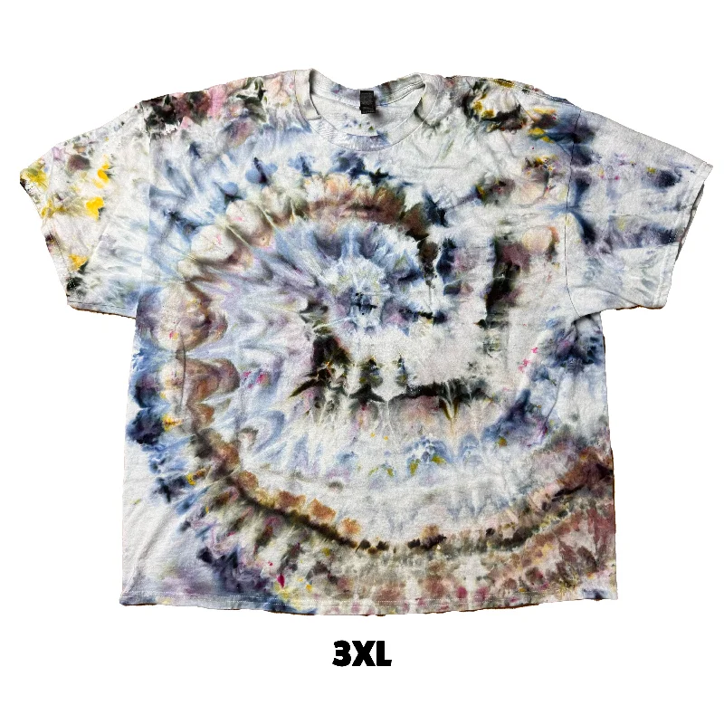 Tie Dye T-Shirt - Brushed Steel Spiral Blue Gray Purple 3XL