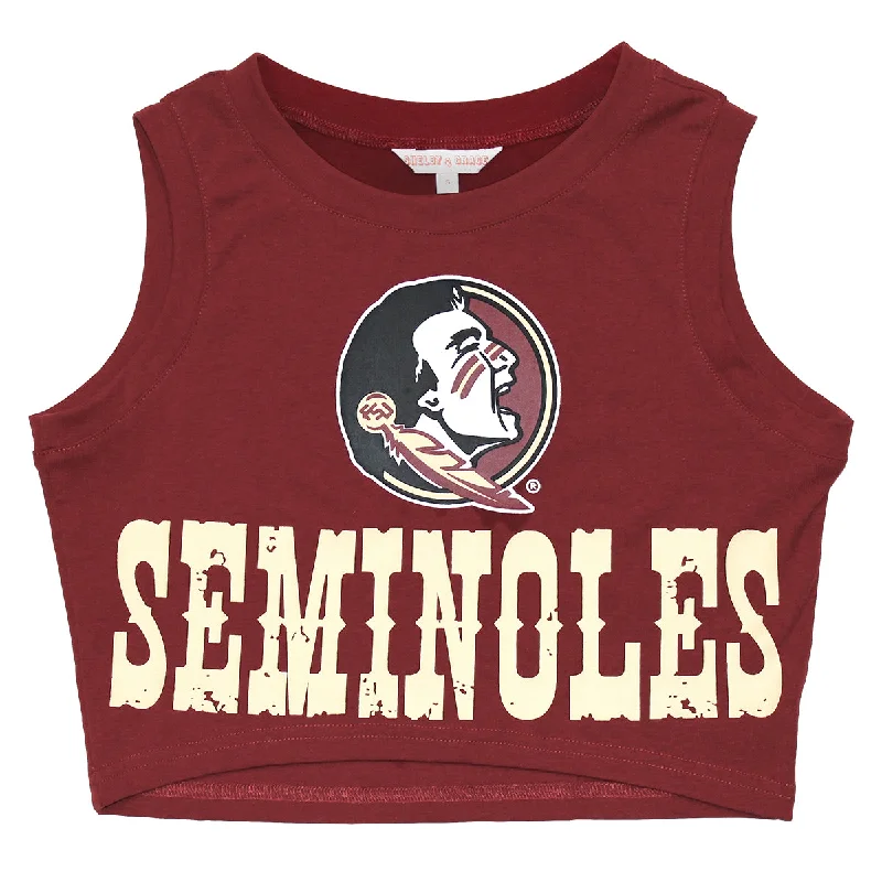 Emerson Street Women's Seminole Logo/ Seminoles Crop Tank - Garnet